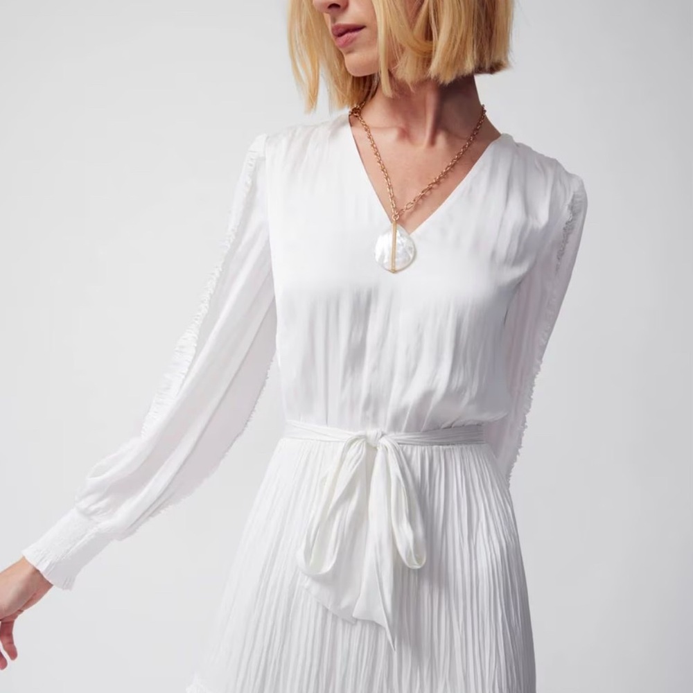 WhitehouseBlackmarket Satin Ruffle A-Line Dress